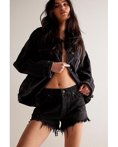 Free People We The Free Now Or Never Denim Shorts - Black