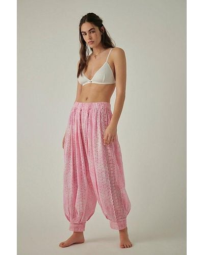 Intimately By Free People Sweet Tea Eyelet Washed Lounge Trousers - Pink