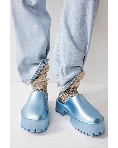 Jeffrey Campbell Metallic Bae Platform Mules - Blue