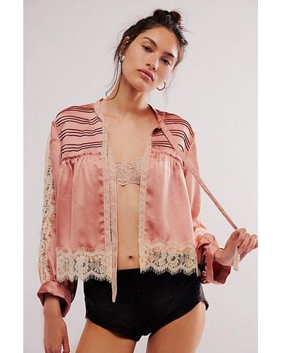 Anna Sui Lace Trimmed Bed Jacket - Pink
