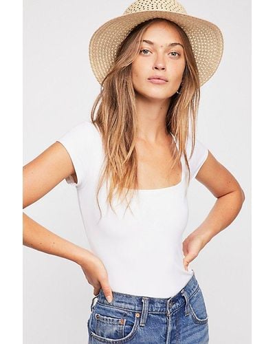 Free People Fair And Square Neck Duo Bodysuit - White