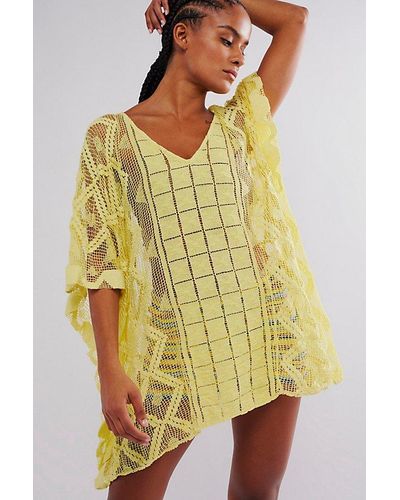 Free People Sunshine Crochet Kaftan - Yellow