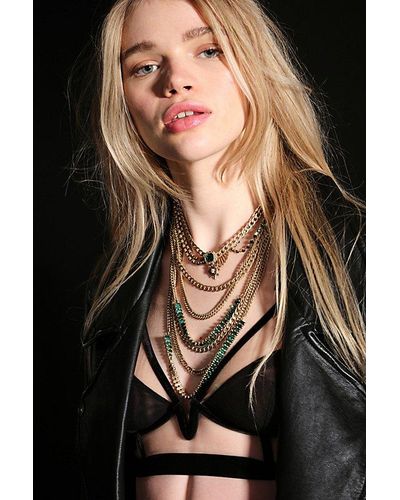 Free People The Pistols Stacked Chain Choker At In Emerald - Black