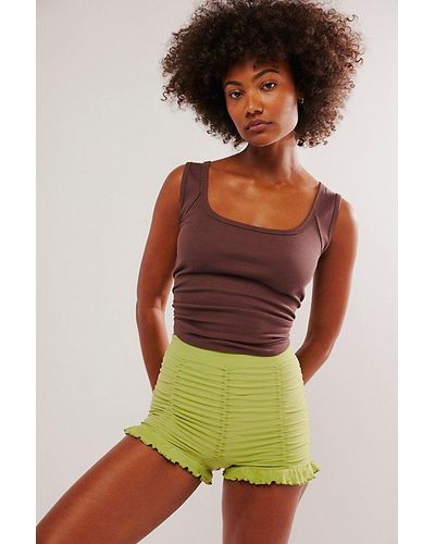 Free People Ruched Seamless Shorts - Green