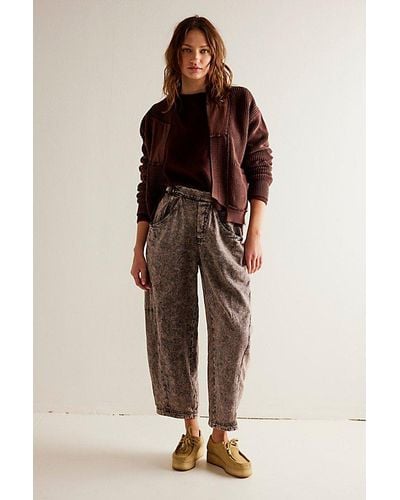 Free People High Road Pull-on Barrel Trousers - Grey