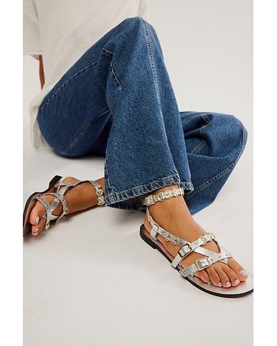 Free People Midas Touch Sandals At In Silver, Size: Us 8 - Blue
