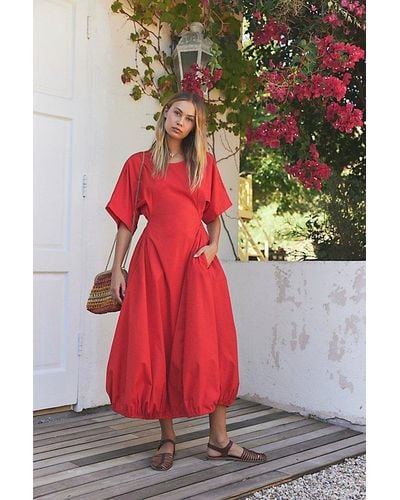 Free People Carmen Tee Midi Dress - Red