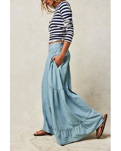 Free People Dawn On Me Wide-leg Jeans At Free People In Moonlit, Size: Xs - Blue