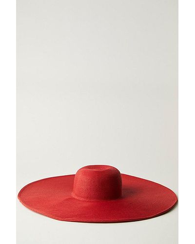 Free People Shady Character Packable Wide Brim Hat - Red