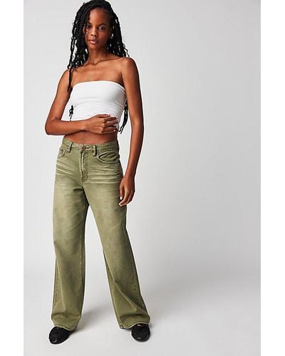 One Teaspoon Jackson Wide-leg Jeans At Free People In St Khaki, Size: 27 - Multicolor