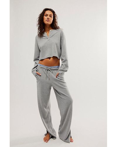 Free People Recycled Waffle Henley Set - Gray