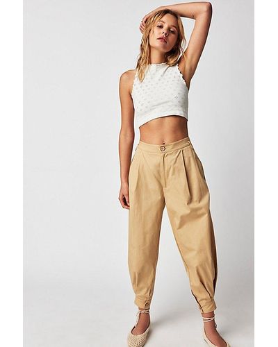 Free People Lucia Trousers At In Khaki, Size: Us 2 - Natural