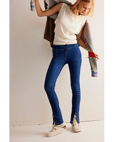 Free People Double Dutch Pull-on Slit Skinny Jeans At Free People In Blue Muse, Size: Xs