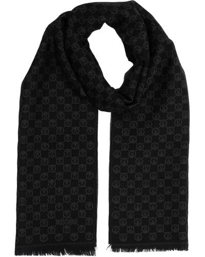 Moschino Double Question Mark Wool Scarf - Black