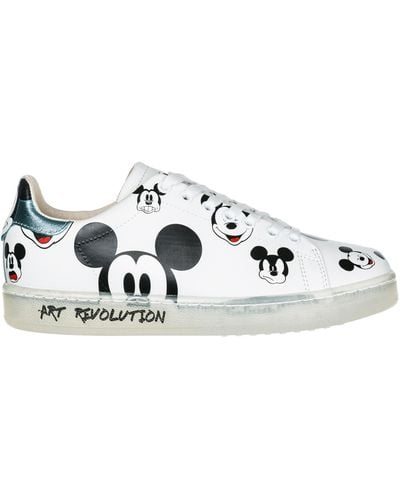 MOA Women's Shoes Leather Trainers Trainers Disney Mickey Mouse - White