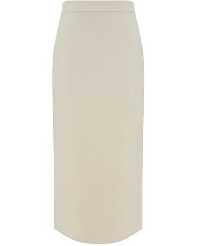 Valentino Solid Midi Skirt - White