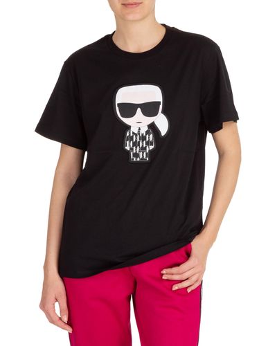 Karl Lagerfeld Ikonik Karl Monogram Cotton T-shirt - Black