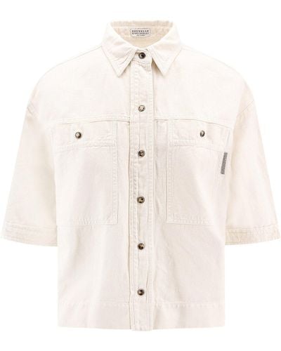 Brunello Cucinelli Short Sleeve Shirt - Natural