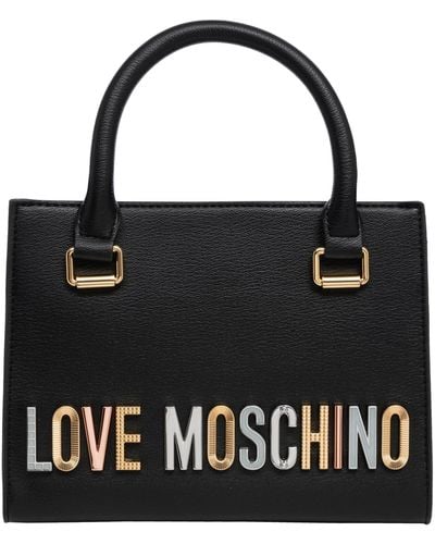 Love Moschino Rhinestone Logo Handbag - Black
