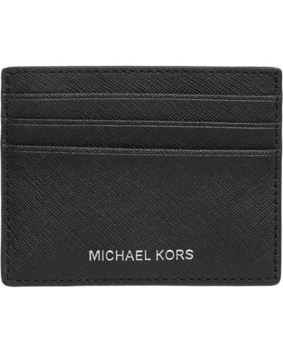 Michael Kors Porta carte di credito Harrison grande in pelle a grana incrociata - Nero