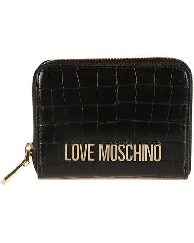 Moschino Logo Plaque Zip-around Wallet - Black