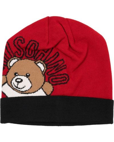 Moschino Teddy Bear Wool Beanie - Red