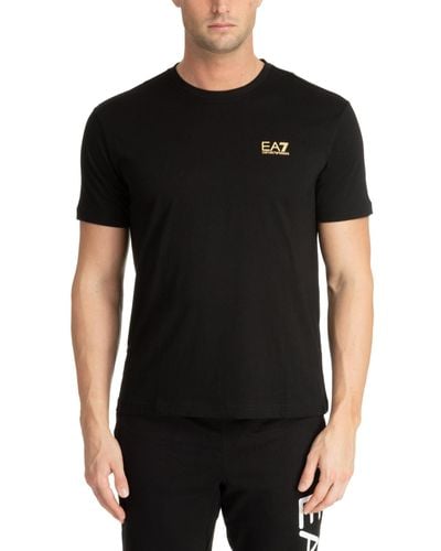 EA7 Logo Series Cotton Crew-neck T-shirt - Black