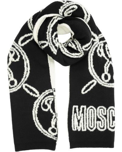 Moschino Double Question Mark Wool Wool Scarf - Black