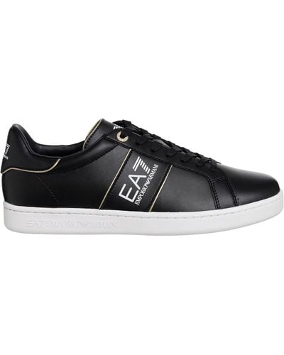EA7 Logo-print Leather Sneakers - Black