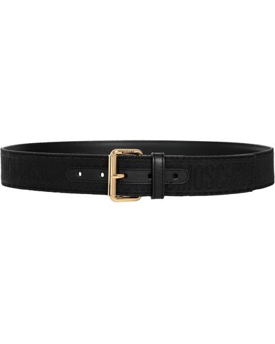 Moschino Logo Leather Belt - Black