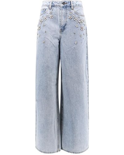 Self-Portrait Jeans in cotone con applicazioni gioiello - Blu