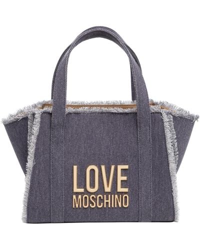 Love Moschino Borsa a mano metal logo - Blu