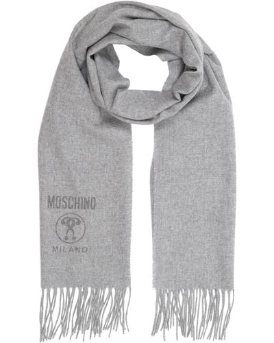 Moschino Double Question Mark Wool Scarf - Gray