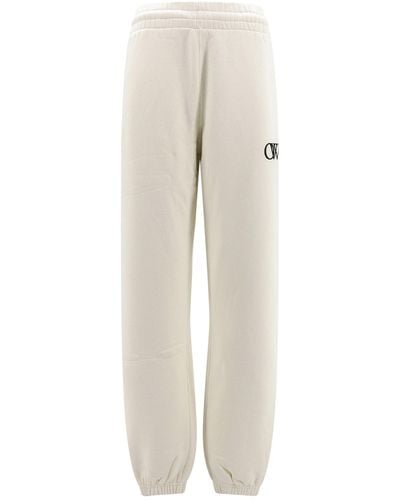 Off-White c/o Virgil Abloh Logo Embroidered Track Trousers - Natural