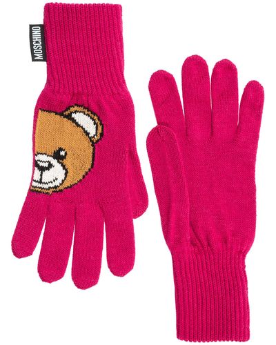 Moschino Teddy Bear Gloves - Pink