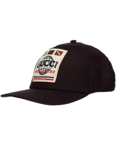Gucci Baseball Hat With Worldwide Patch - Black