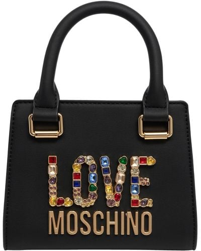 Love Moschino Mini bag rhinestone logo - Nero