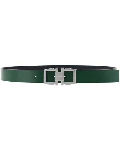 Ferragamo Gancini Reversible Leather Belt - Green