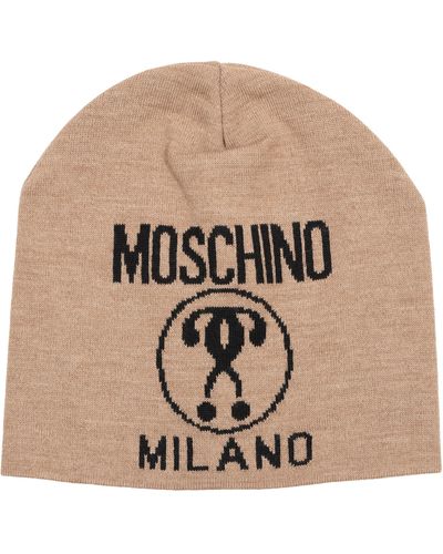 Moschino Double Question Mark Beanie - Natural
