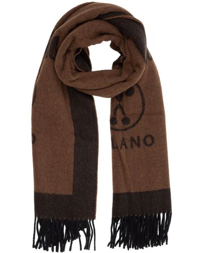 Moschino Double Question Mark Wool Wool Scarf - Brown