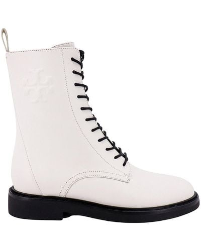 Tory Burch Double T Lace-up Boots - White