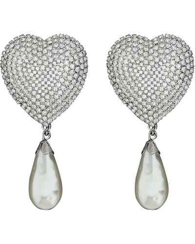 Alessandra Rich Heart Earrings - White
