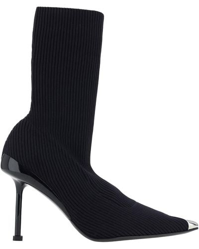 Alexander McQueen Slash Heeled Boots - Black