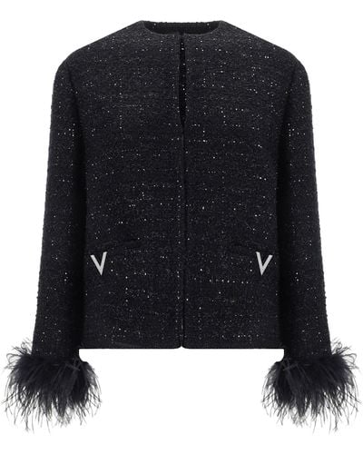 Valentino Tweed Blazer - Black