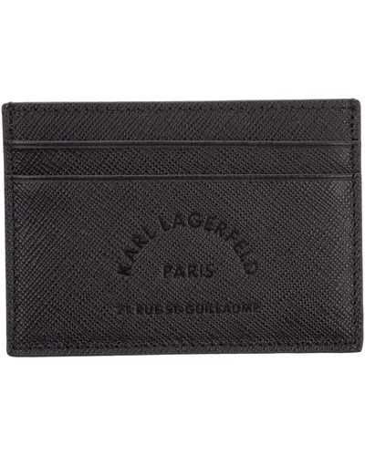 Karl Lagerfeld Genuine Leather Credit Card Case Holder Wallet Rue St Guillaume - Black