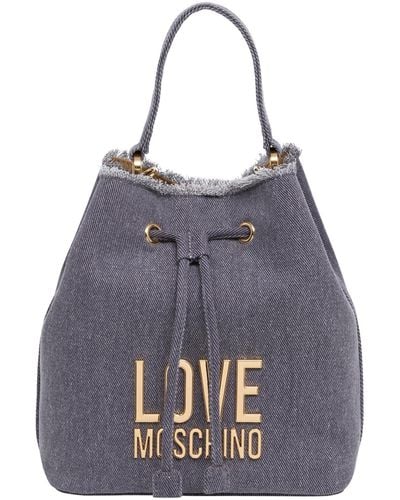 Love Moschino Metal Logo Bucket Bag - Gray