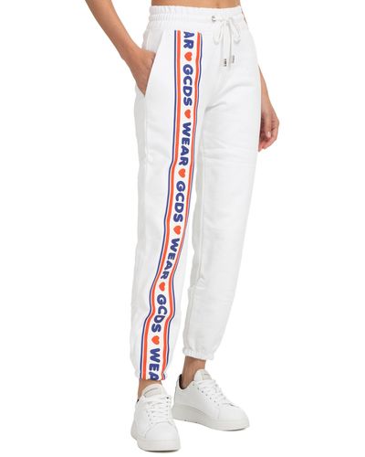 Gcds Cute Tape Logo Cotton Sweatpants - White