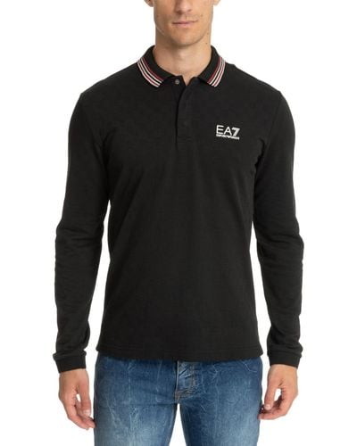 EA7 Long Sleeve Polo Shirt - Black