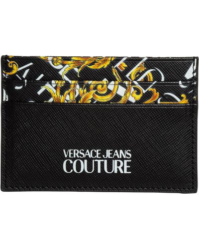 Versace Garland Leather Credit Card Holder - Black