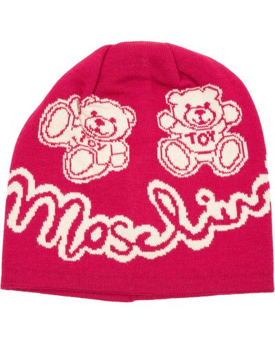 Moschino Teddy Bear Wool Beanie - Red